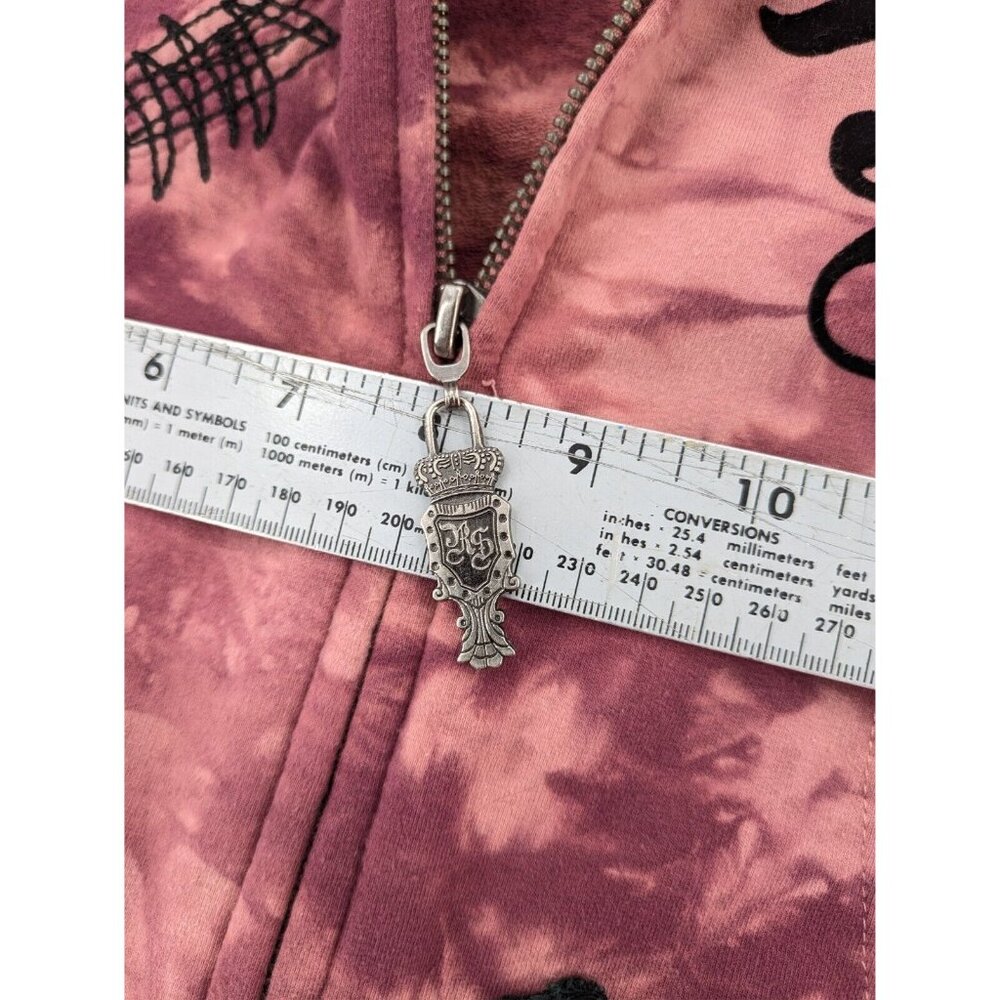 Rebel Spirit Pink Tie-Dye Zip Hoodie with Embroidered Patches - Picture 10 of 13